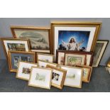 A quantity of attractive framed prints, largest frame size 62 x 79cm.