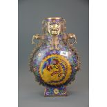 A large impressive Chinese cloisonne on bronze moonvase, H. 40cm.