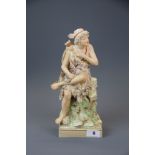 An early Royal Dux porcelain figure of a young archer (possibly Apollo). H. 31cm, A/F to one foot