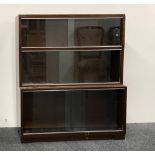 A 1950's stacking mahogany glazed bookcase, H. 108cm, W. 89cm.