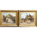 A pair of 19th century watercolour enhanced lithographs, frame size 55 x 48cm.