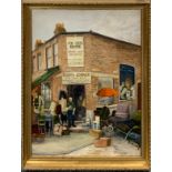 A gilt framed oil on canvas of Terry's Corner, Edmonton by Susan Crawford R.A. frame size 54 x