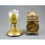 A Smiths brass lantern clock with original mains electric movement (currently not wired) together