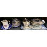 A quantity of Victorian and other blue and white china.