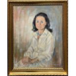 A lovely gilt framed oil on canvas portrait of a lady signed 'S. Tiffin 83'. Frame size 74 x 90cm.