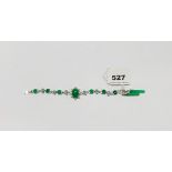 An 18ct white gold plated Chinese jade bracelet and earrings.