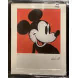 Andy Warhol, Mickey Mouse framed print 23/100 impressed by stamp George Israel Editeur and watermark