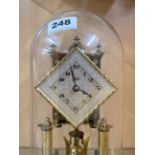 A Schatz 400 day torsion pendulum clock under dome, H. 29cm.