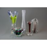 A group of five Murano glass items, tallest 32cm.