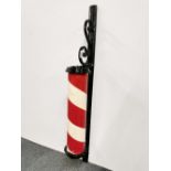 A painted cast iron barber's pole, H. 102cm.