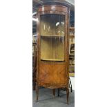 A French ormulu mounted glazed corner display cabinet with marble top (top A/F). Open but no key, H.