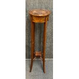An Edwardian inlaid and painted mahogany veneered plant stand, H. 101cm.