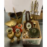 A quantity of brass, silver plate and other metalware.