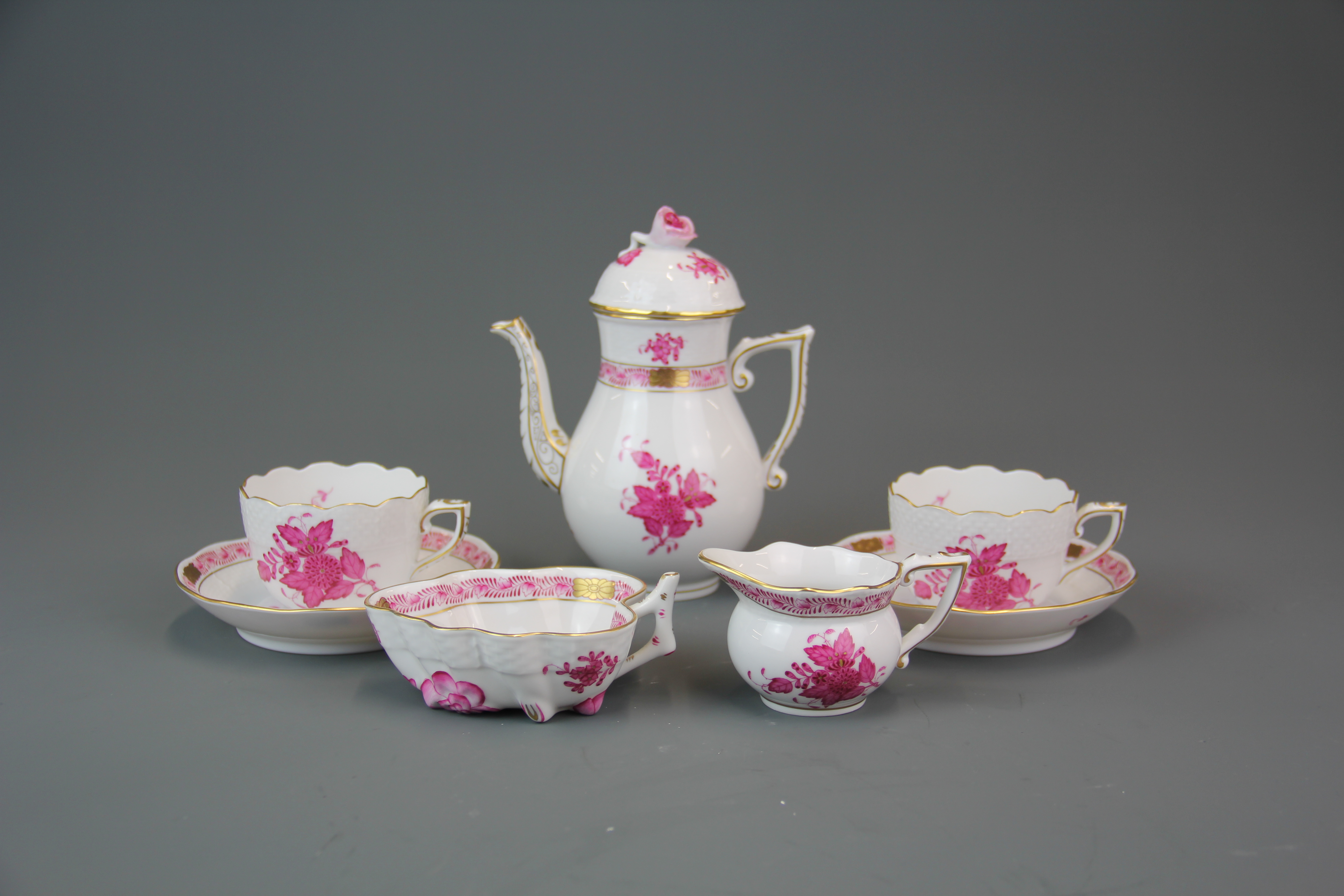 A very fine Herend hand painted porcelain tea for two. - Image 2 of 3