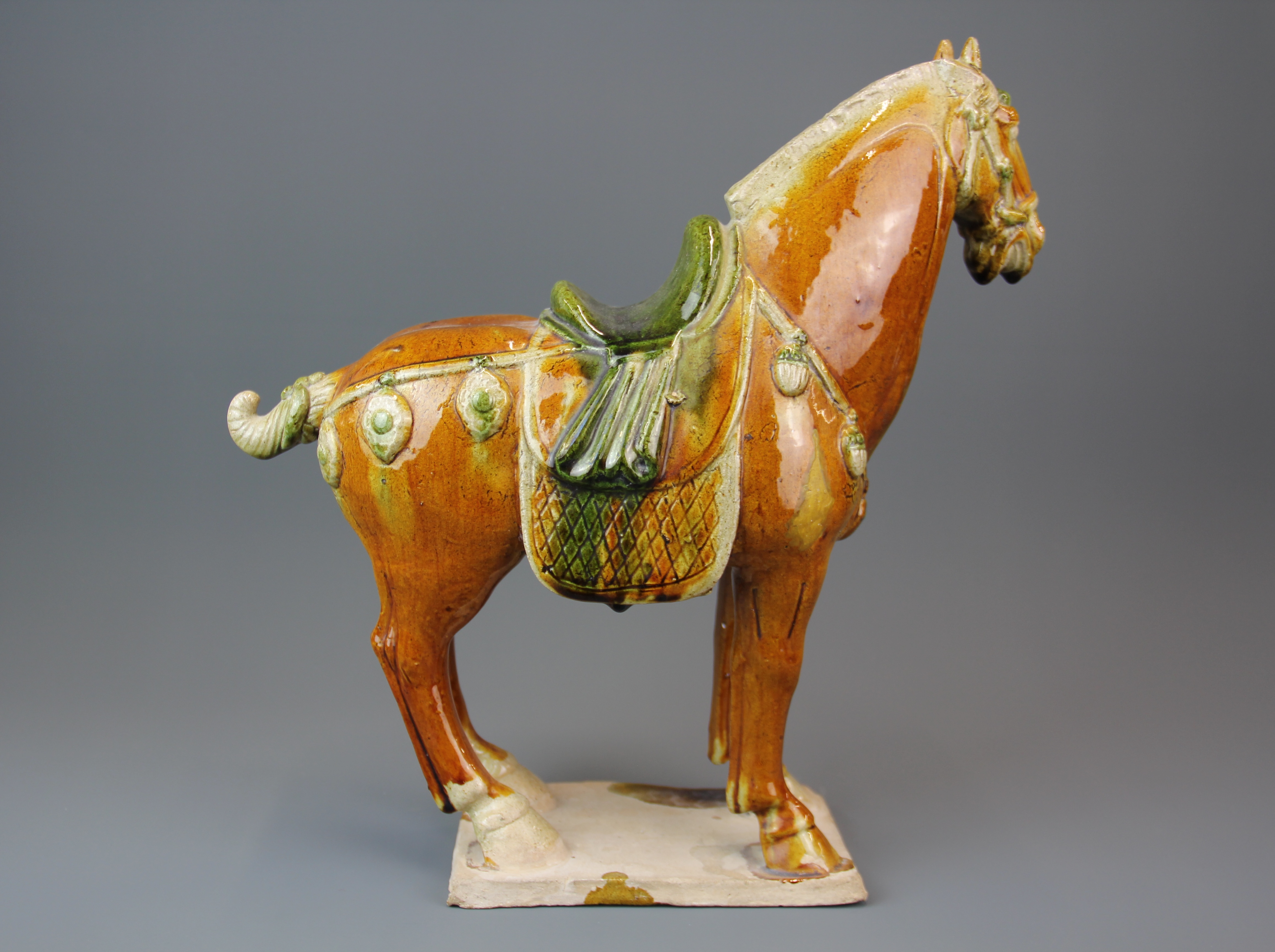 A Chinese Tang Dynasty style glazed pottery horse, H. 35cm. - Image 2 of 2