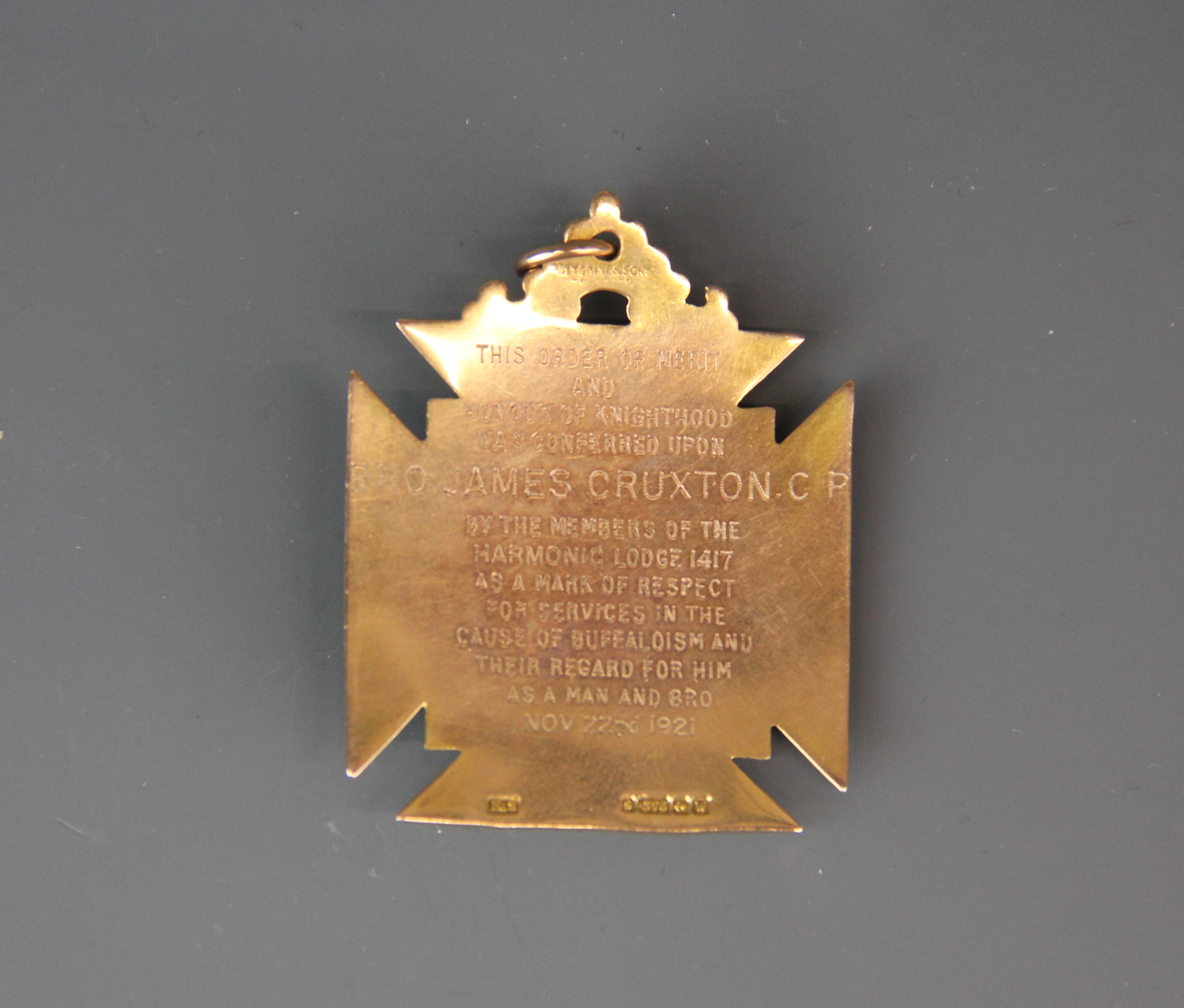 A 9ct gold RAOB medal. - Image 2 of 2