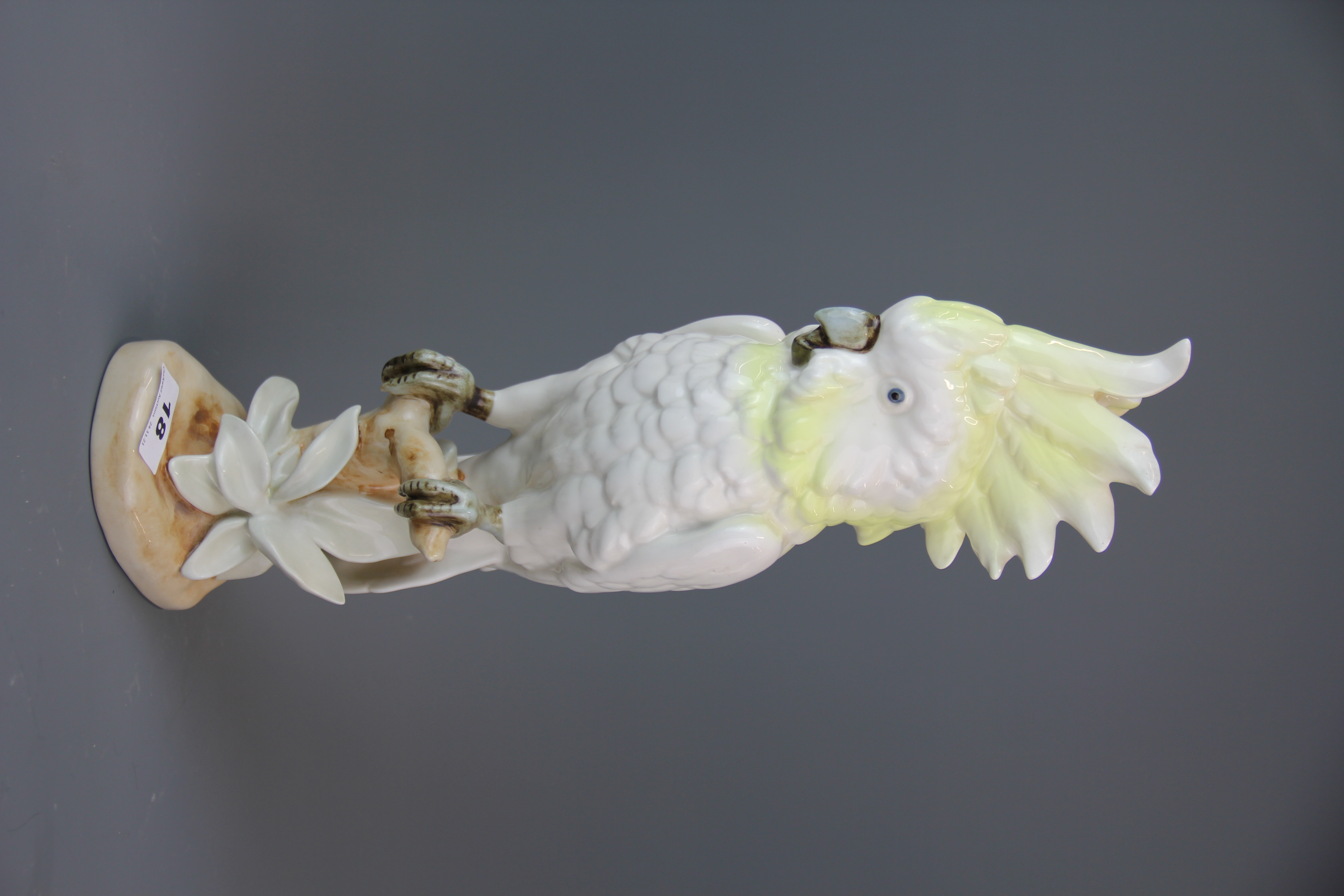 A large Royal Dux porcelain figure of a cockatoo, H. 40cm.