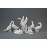 A group of seven Nao figures of ducks and swans, tallest H. 18.5cm.