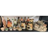 A 1930's Sylvac figure, together with a group of other items.