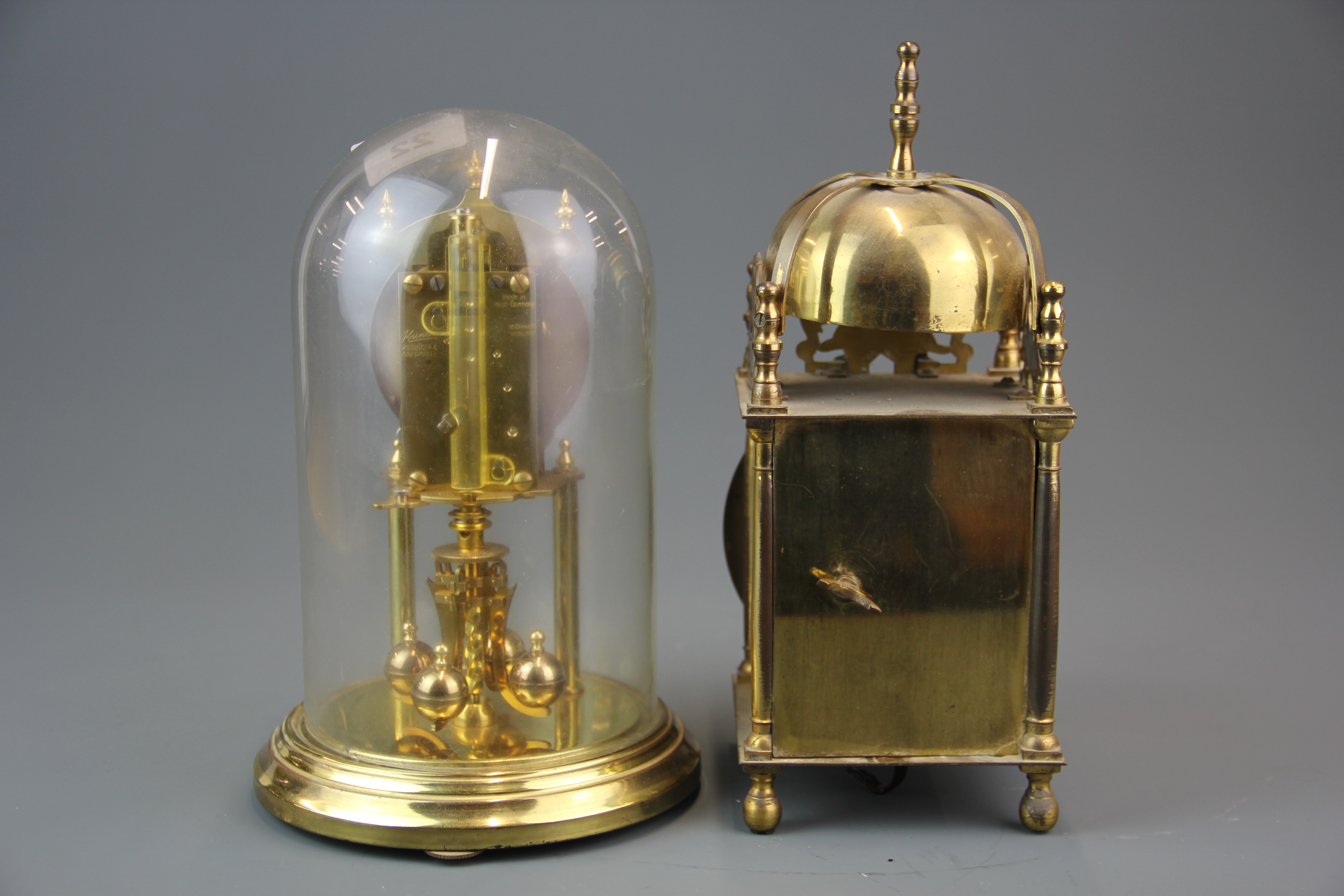 A Smiths brass lantern clock with original mains electric movement (currently not wired) together - Image 3 of 3