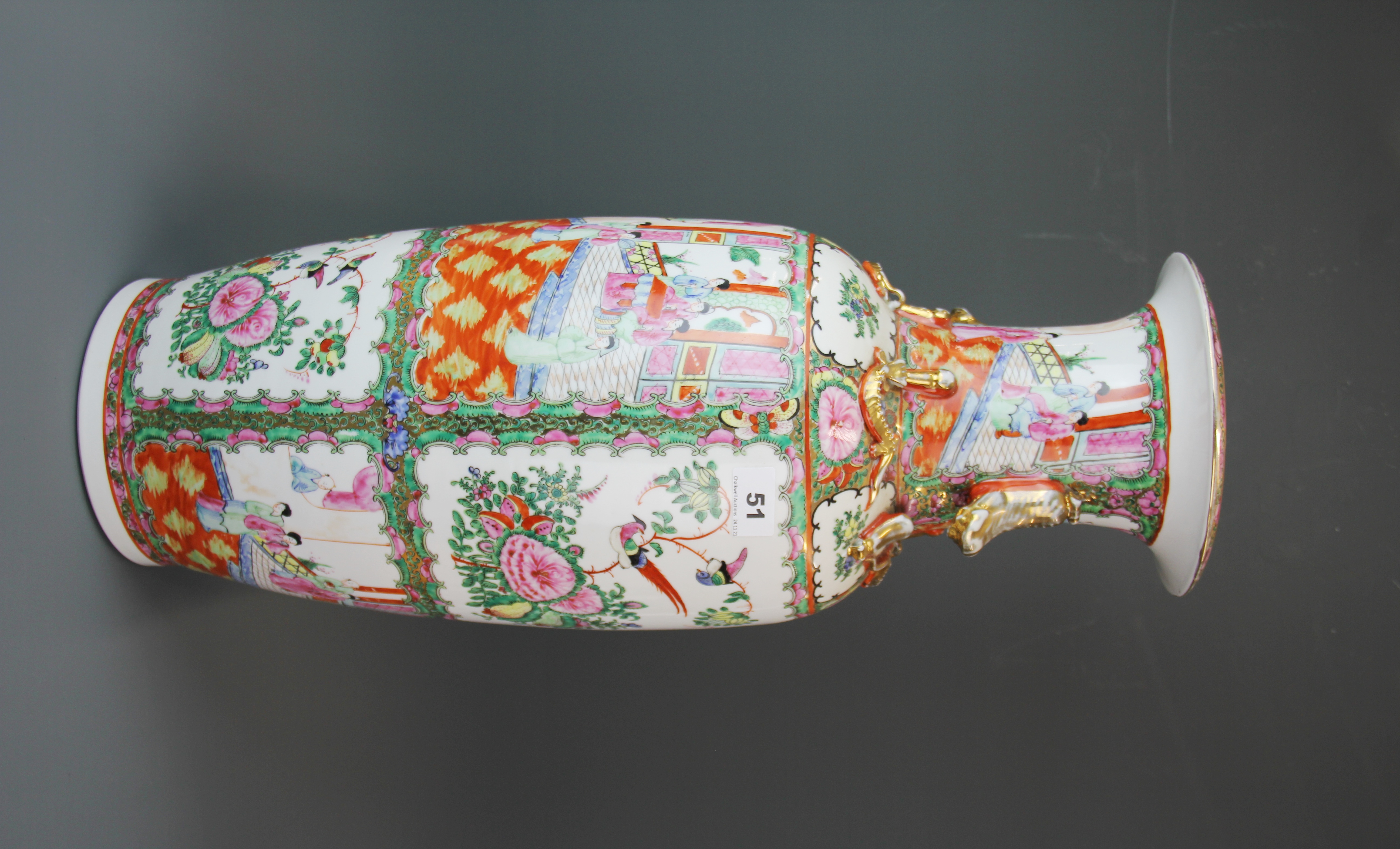 A large mid 20th century Chinese Canton enamelled porcelain vase, H. 62cm