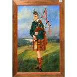 A large framed oil on canvas of Piper William George Banks, c. 1930 by Lt Col Graham Seaton