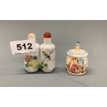 A Chinese porcelain double snuff bottle, together with an Eastern hand painted box.