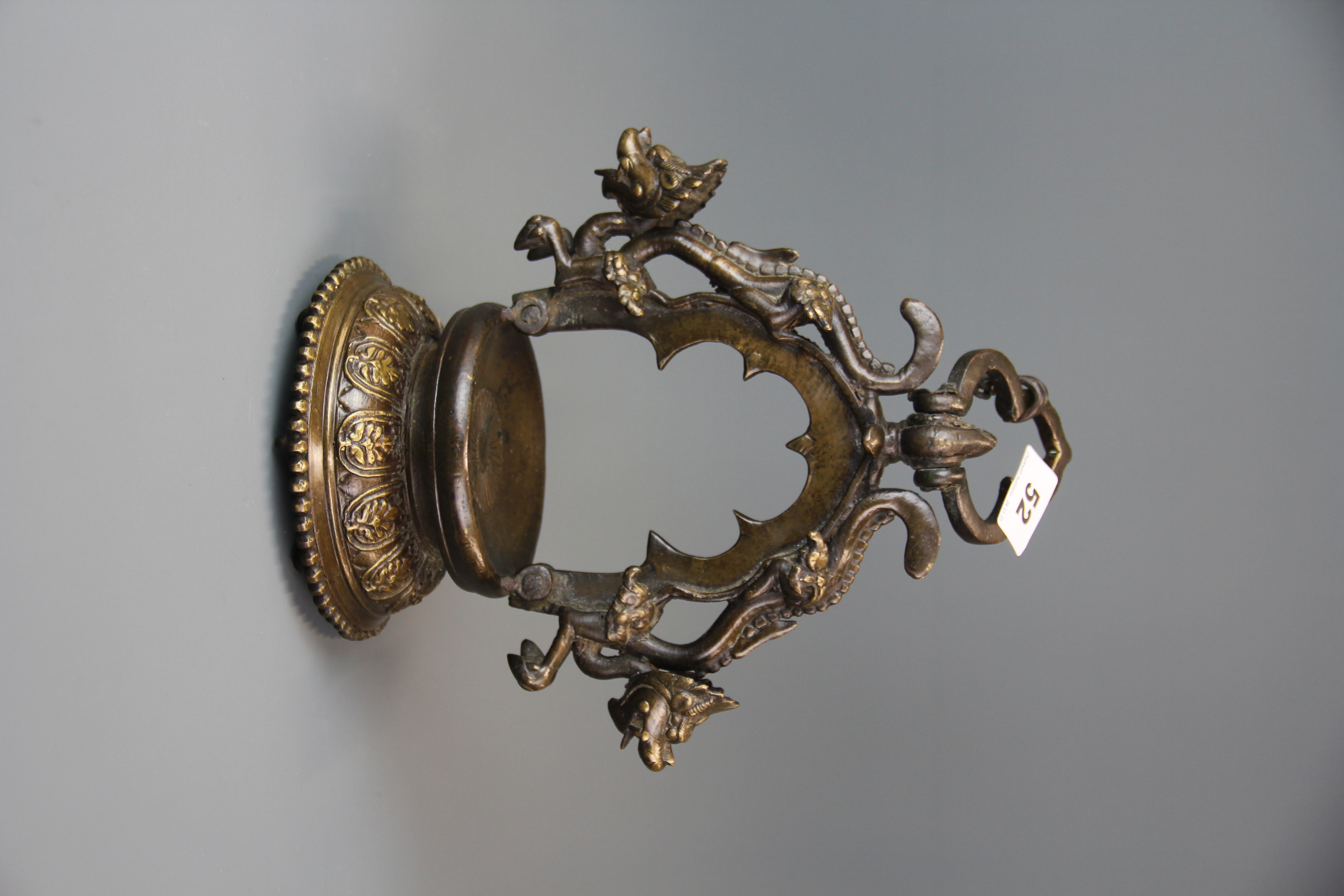 A 19th century East Asian bronze hanging censer/lamp, H. 31cm