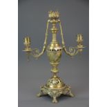 A 19th century brass candelabrum, H. 40cm.