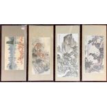 A group of four framed Chinese prints of traditional subjects.