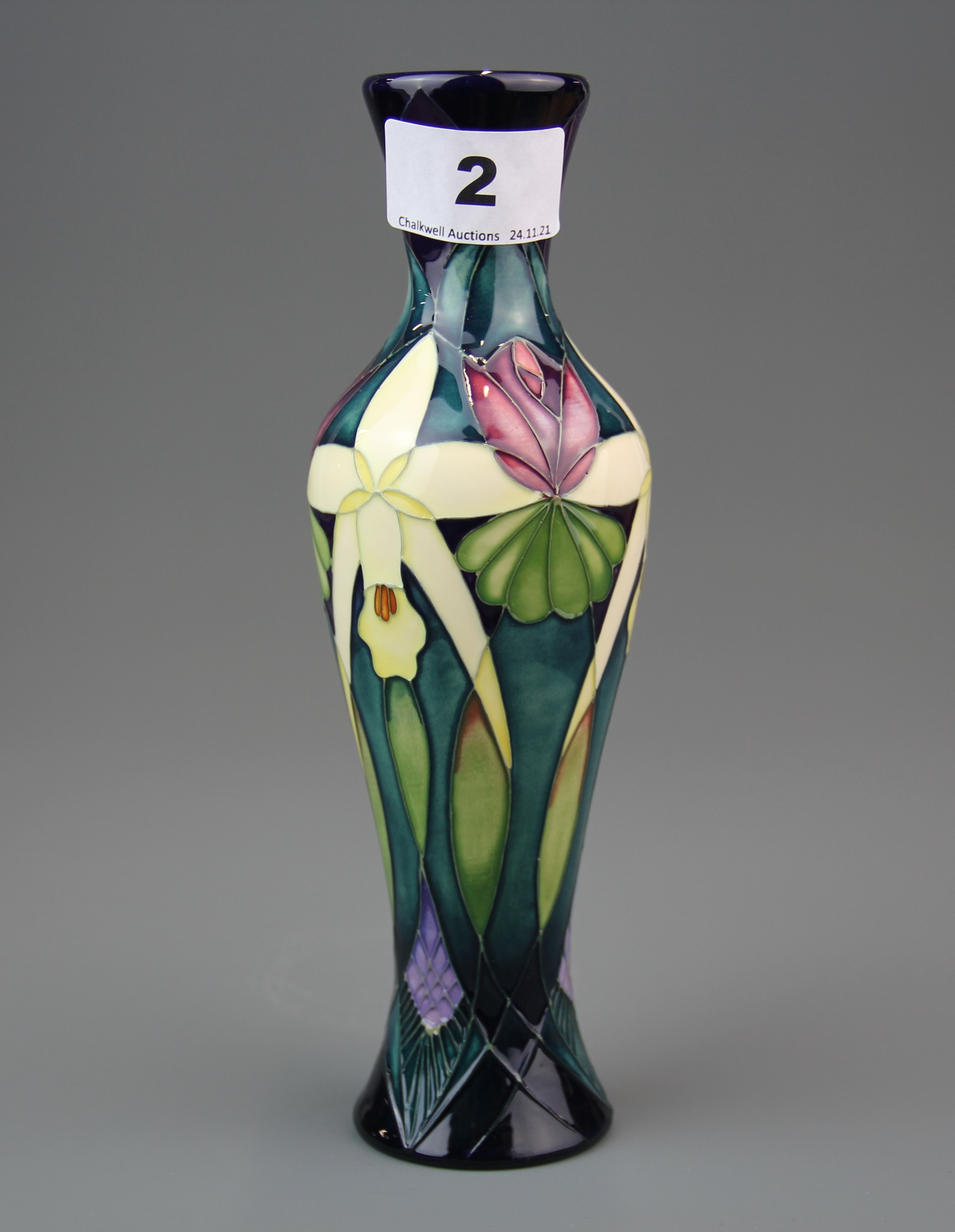 A Moorcroft 'Daffodil' pattern vase 2011, numbered 205 and signed by the artist (with box), H.