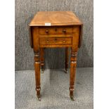 A 19th century mahogany drop leaf side table with two drawers on one side and two blind drawers on