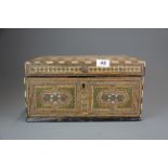 An 18th century Anglo-Indian box inlaid with mother of pearl, ivory and fine gilt metal stud work,