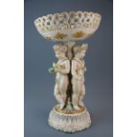 An 18th/early 19th century soft paste porcelain comport centre piece, H. 44cm. A/F