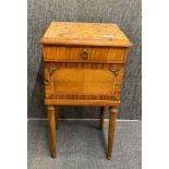 A 19th century French kingwood veneered bedside cabinet with terrazzo marble top, 43 x 40 x 83cm. (