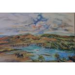 Myrna Higgins, "Menai strait", oil on canvas, 90 x 60cm, c. 2019. Menai Strait Wales. UK shipping £