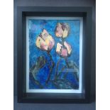 Rae Clarke, "Sun Seeking", 17 x 22cm, c. 2021. Basking against a vivid blue sky these tulips