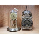 A Smiths brass lantern clock with original mains electric movement (currently not wired) together