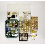 Five boxes of dolls house smalls and ornaments, including cast metal and china items.