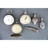 A hallmarked silver pocket watch, together with a fine silver pocket watch and other items.