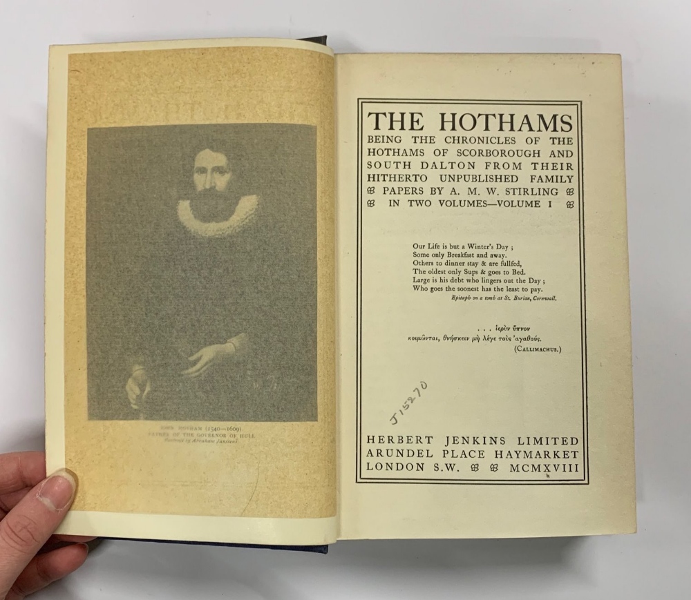 Political Interest: Two cloth bound editions of "The Hotham's" by A.M.W. Stirling. Volume I is - Image 6 of 7