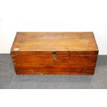 An early 20th century pine carpenters tool box, 76 x 30 x 30cm.