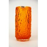 A rare large orange Whitefriars bark design vase, H. 26cm.