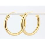 A pair of hallmarked 9ct yellow gold hoop earrings, dia. 3cm. Approx. 4gr.