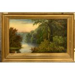 A Victorian gilt framed oil on board, frame size 91 x 63cm.