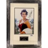 Autograph interest: Framed autograph of Sophia Loren (Italian, September 1934- present).