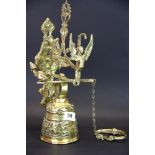 A heavy quality brass hanging Angelus bell, H. 36cm.