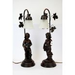 A pair of figural table lamps, H. 56cm.