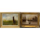 Two framed oils of maritime scenes, largest 52 x 42cm.