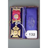 A 9ct gold Royal Antediluvian Order of Buffaloes medal. Bar and pin not gold.